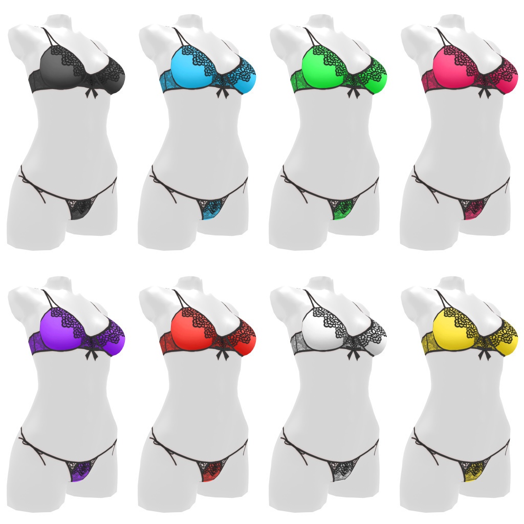 VRoidランジェリー36 ツインストラップブラ&紐パンセット