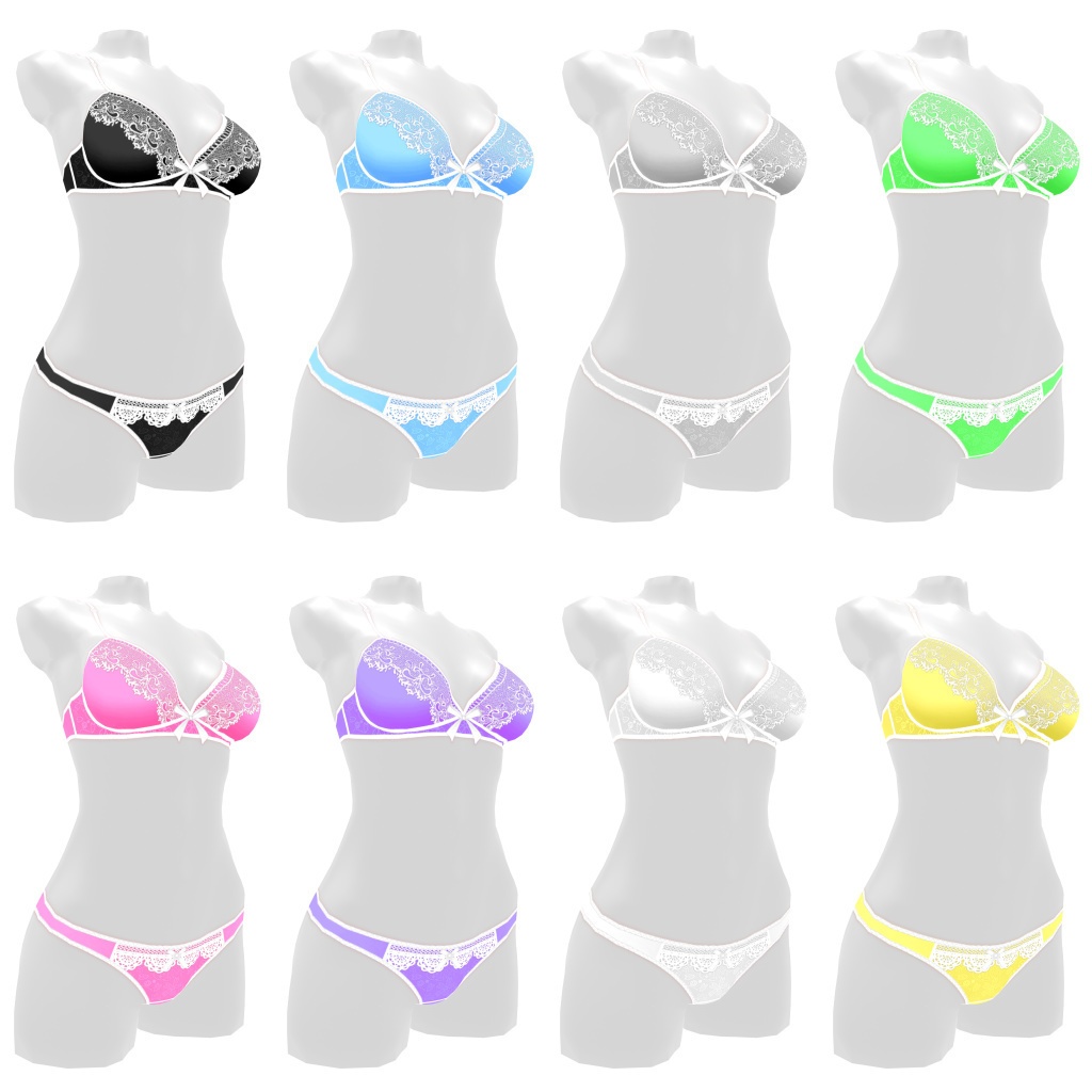 VRoidランジェリー37 清楚系カジュアルブラ&ショーツ