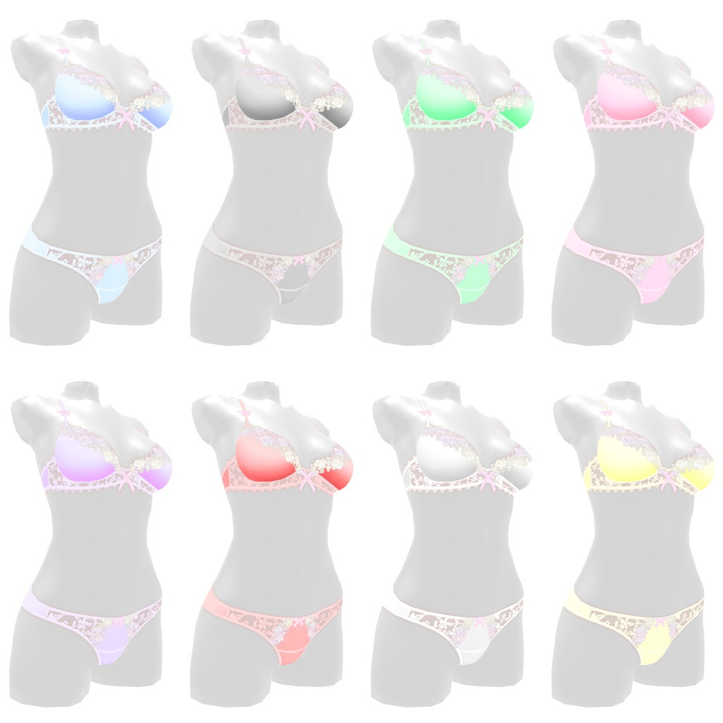 VRoidランジェリー51 ふんわり春色フラワーブラショーツ