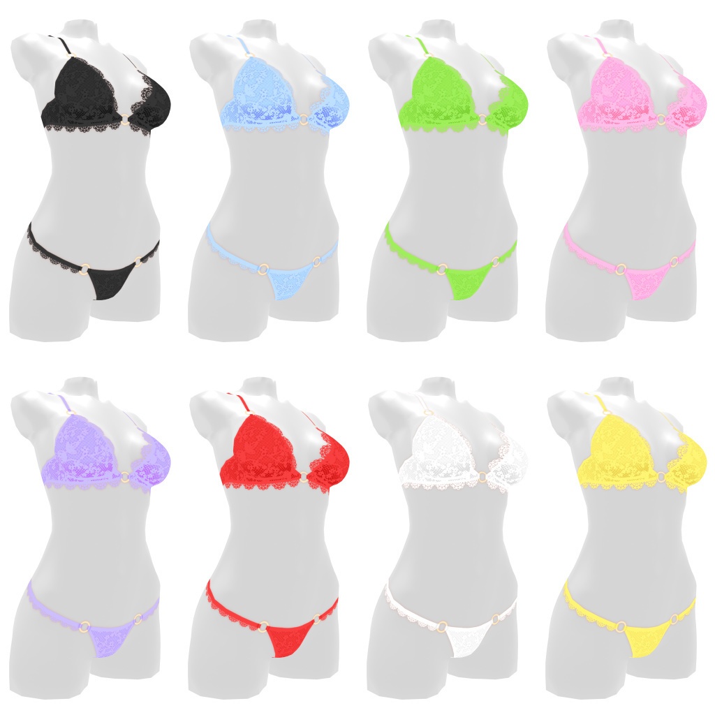 VRoidランジェリー54 リングとレースのファンシーブラショーツ