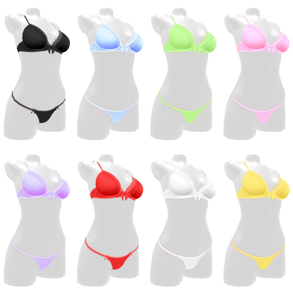 VRoidランジェリー55 清楚系ファンシーブラ&ショーツ