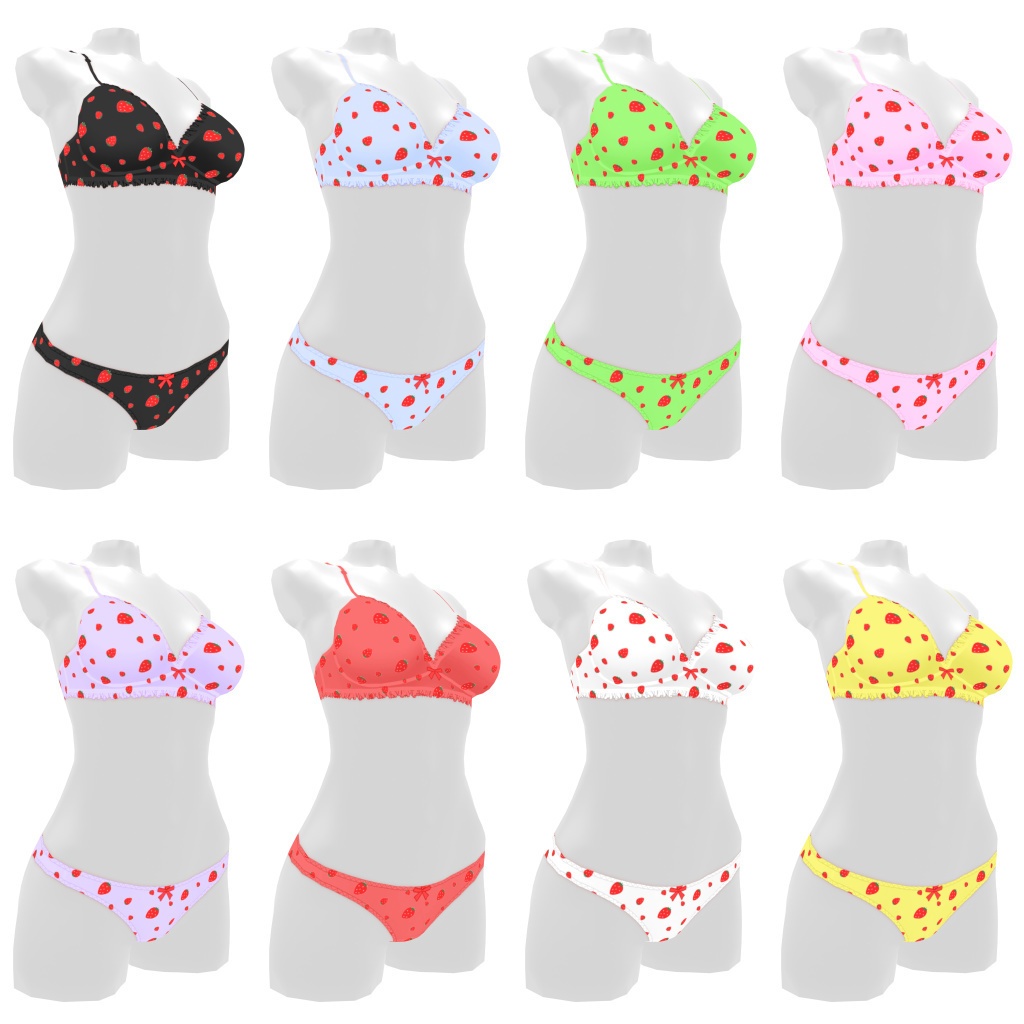 VRoidランジェリー64 いちごのパンツとブラ