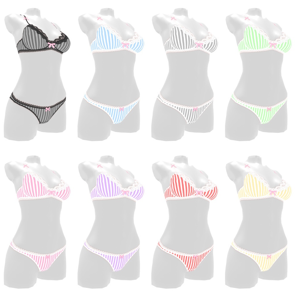 VRoidランジェリー65 カジュアルストライプ上下セット