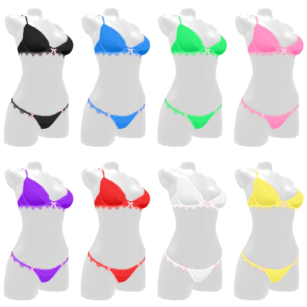 VRoidランジェリー70 三角レースのさわやかブラショーツ