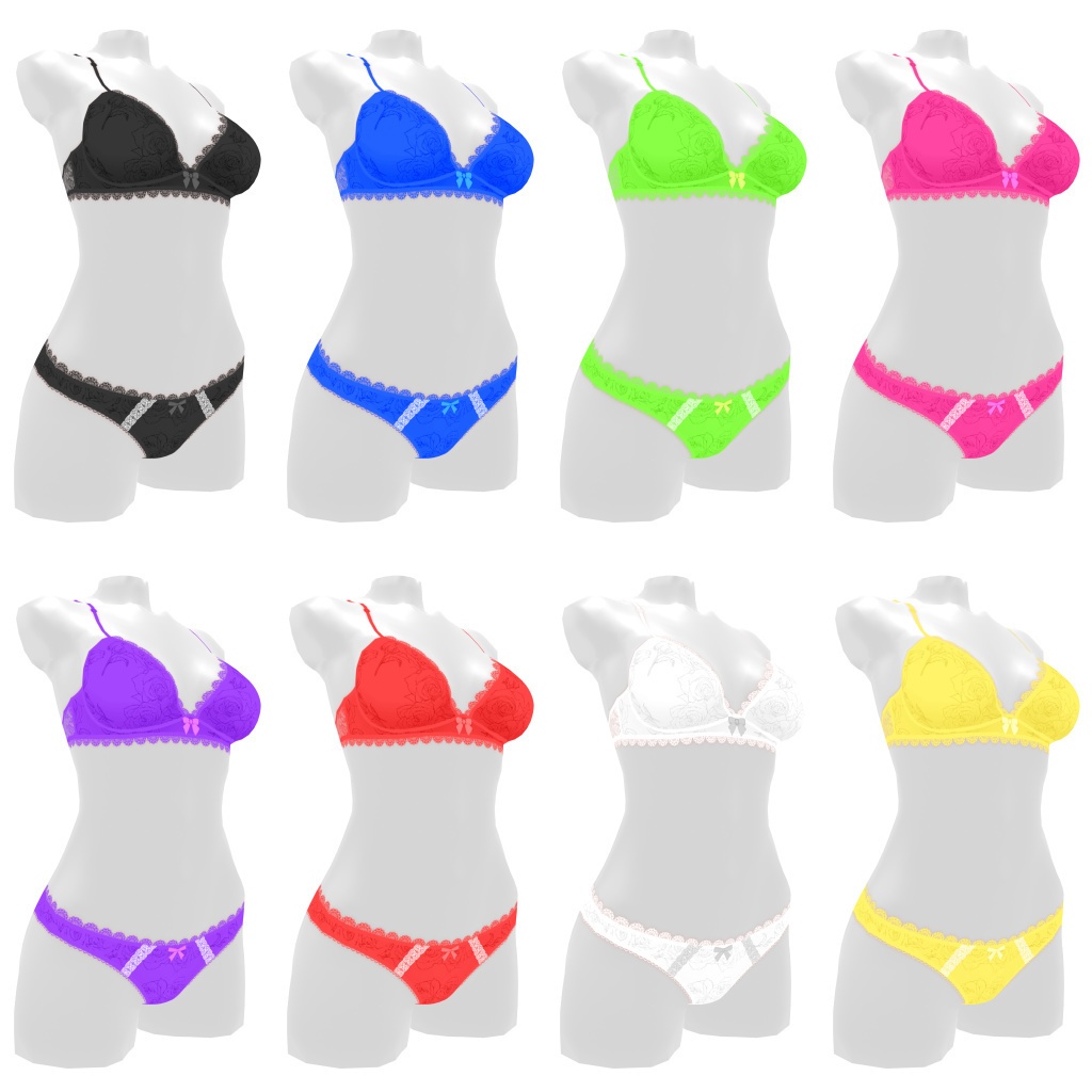 VRoidランジェリー71 ワンポイントレースカジュアルショーツ&ブラ