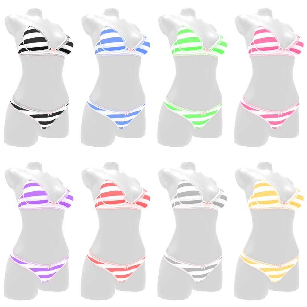 VRoidランジェリー80 さわやかストライプ上下セット