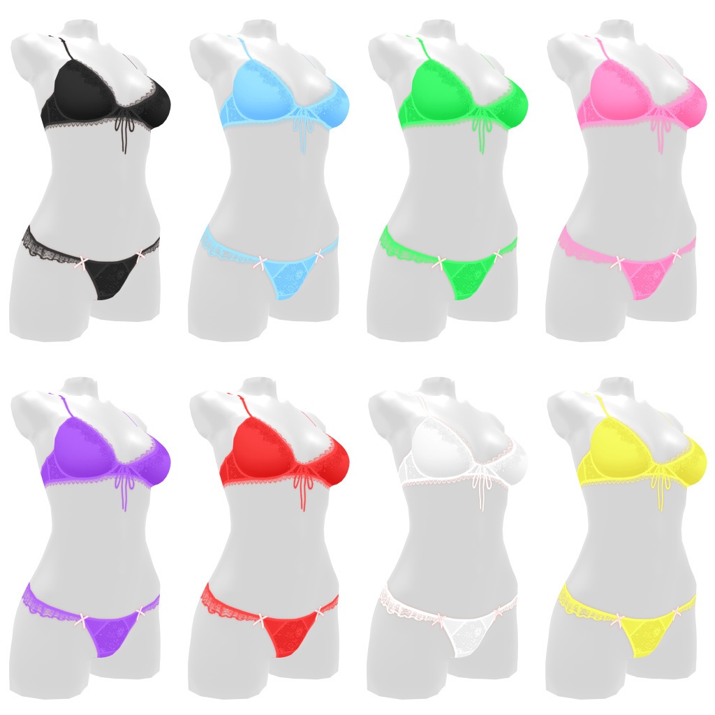 VRoidランジェリー81 清楚系ファンシーフリルショーツ&ブラ