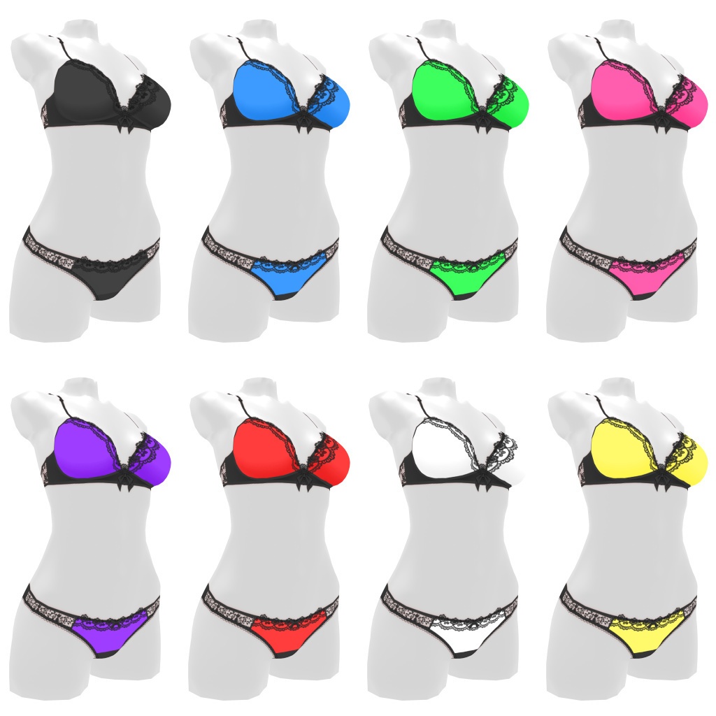 VRoidランジェリー85 ブラックレース&ソリッドカラー