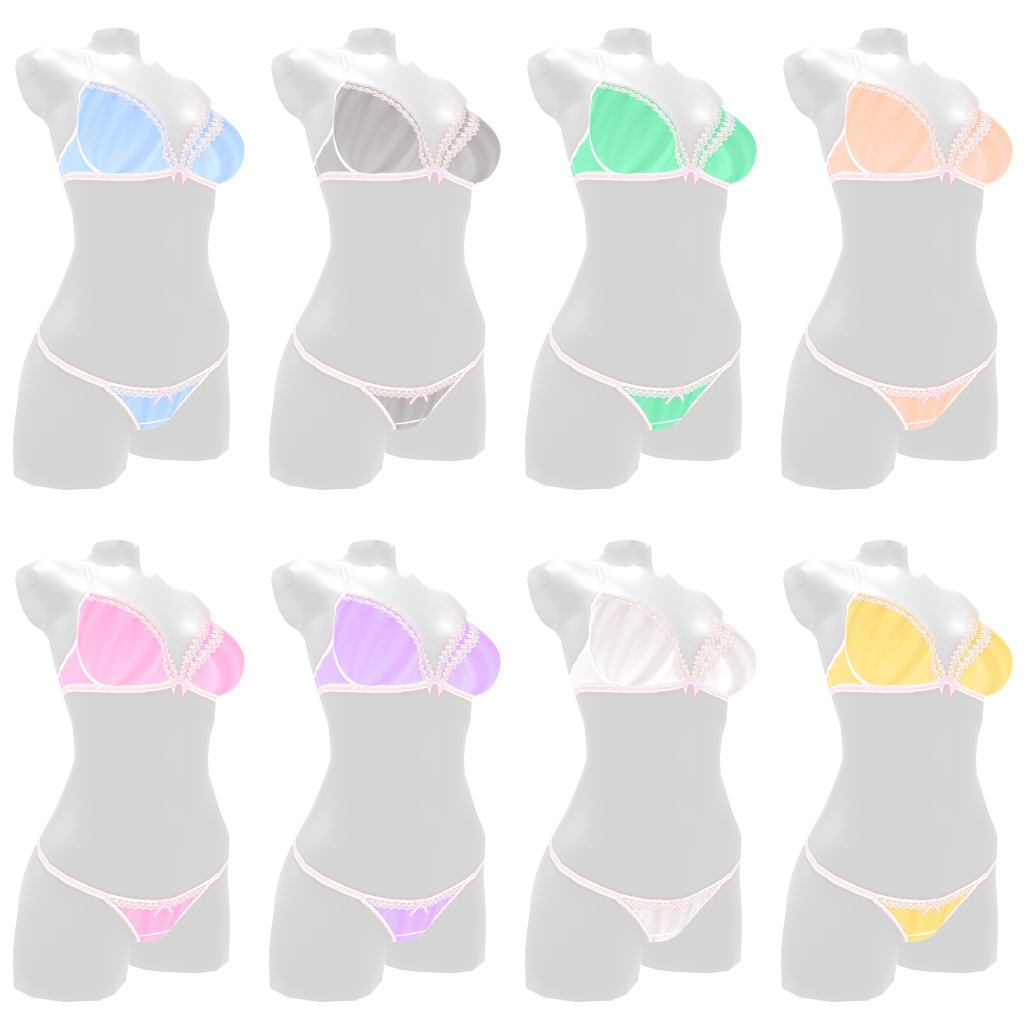 VRoidランジェリー87 さわやかパステル系上下セット