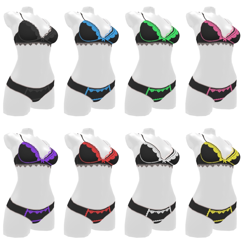 VRoidランジェリー89 ブラック&カラードレース