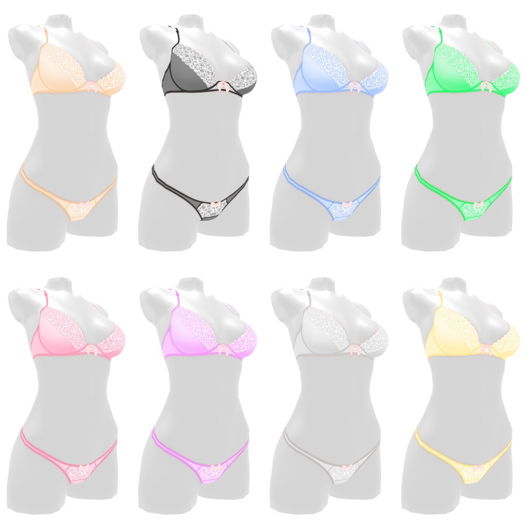 VRoidランジェリー101 オーソドックスファンシーレースブラショーツ