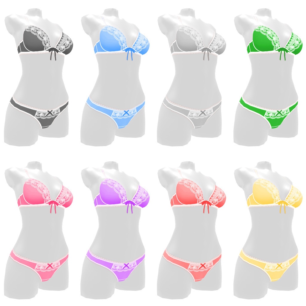 VRoidランジェリー102 白レースデコレーション上下セット