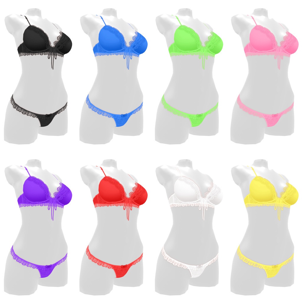 VRoidランジェリー103 清楚系フリルのブラショーツセット