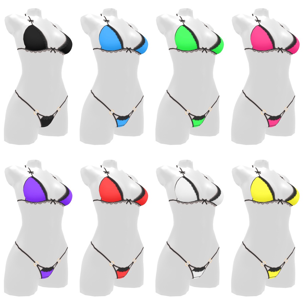 VRoidランジェリー105 細めのハイレグショーツ&紐ブラセット