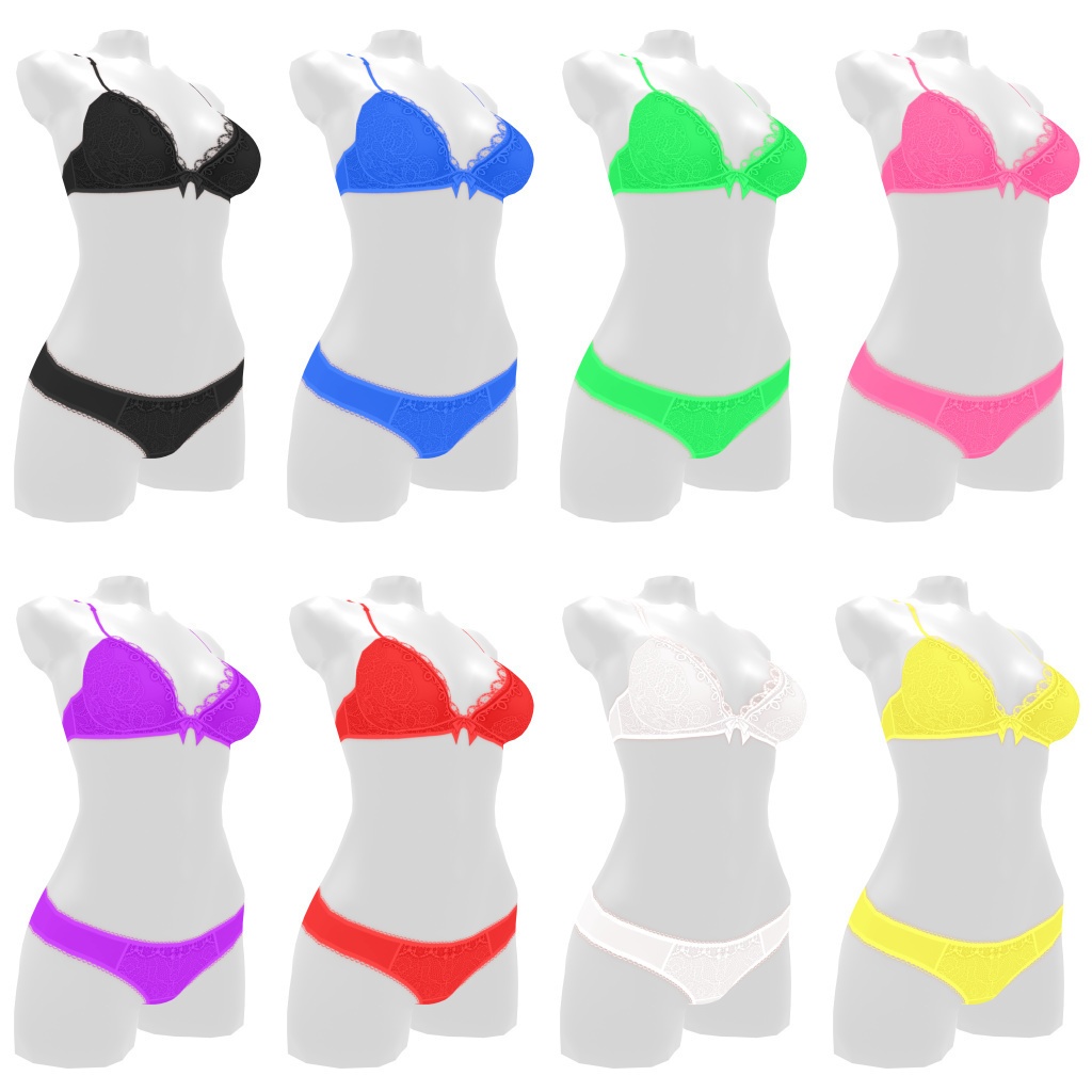 VRoidランジェリー106 おしゃれなシンプルレースブラショーツ