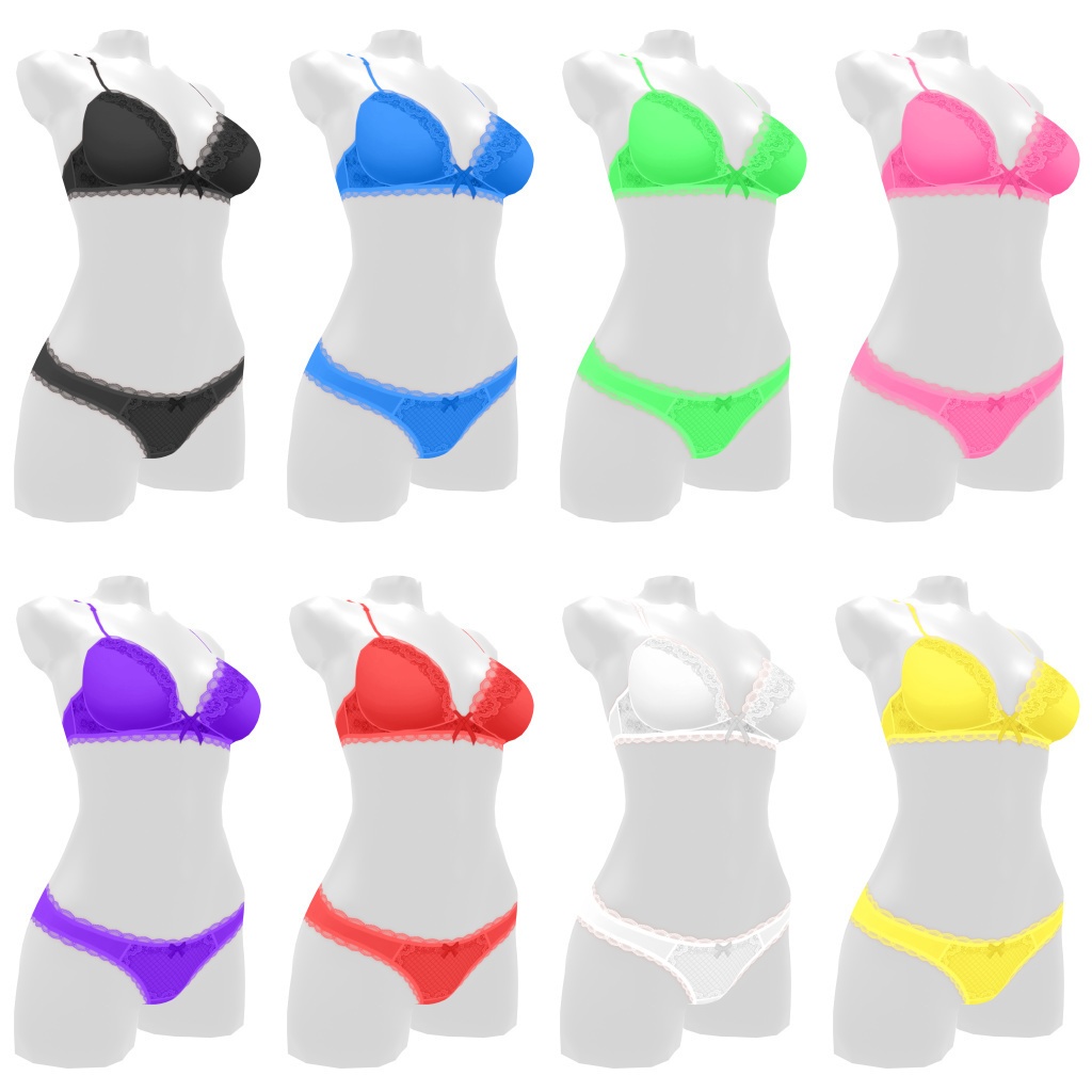 VRoidランジェリー107 ふわふわレースデコレーション上下セット