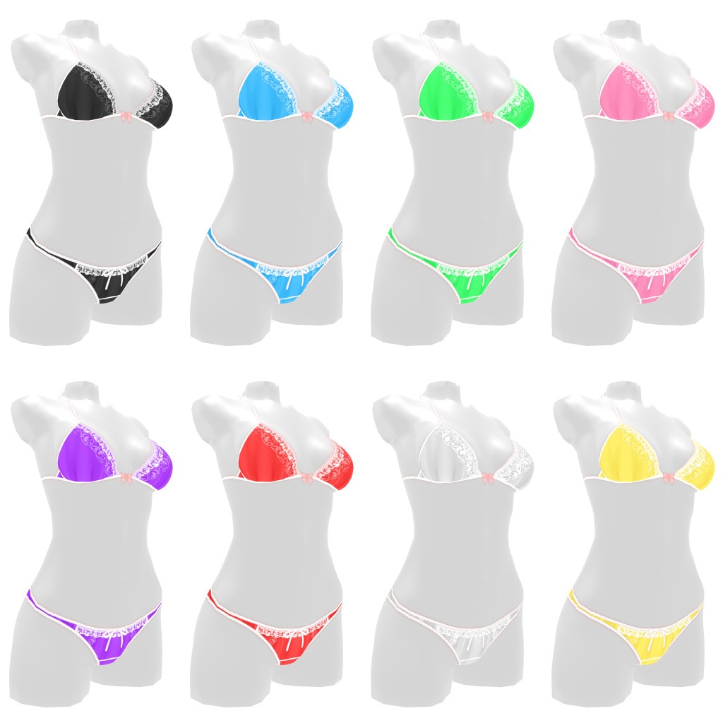 VRoidランジェリー108 シワ加工三角紐ブラ&ショーツセット