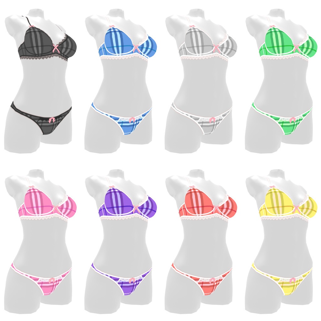 VRoidランジェリー123 アシンメトリックチェック柄上下