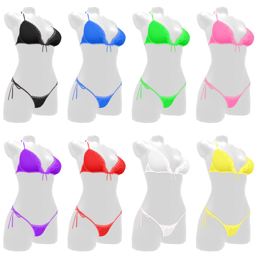 VRoidランジェリー124 シンプル系紐パン&紐ブラ