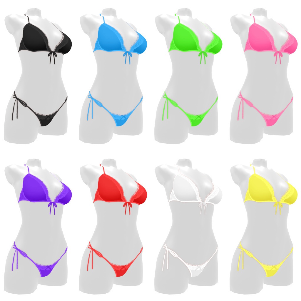 VRoidランジェリー129 ハイレグ紐パン&紐ブラセット