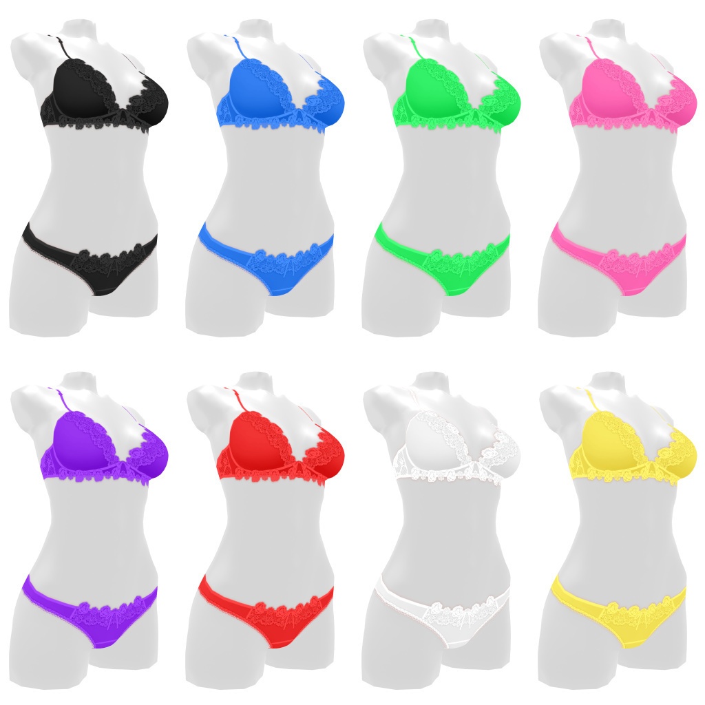 VRoidランジェリー131 バラモチーフブラショーツ