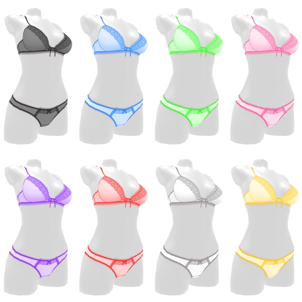 VRoidランジェリー132 エッジカラードブラショーツ