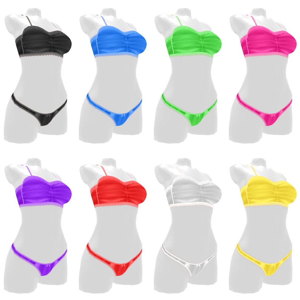 VRoidランジェリー142 ストラップ付チューブトップ&ショーツセット