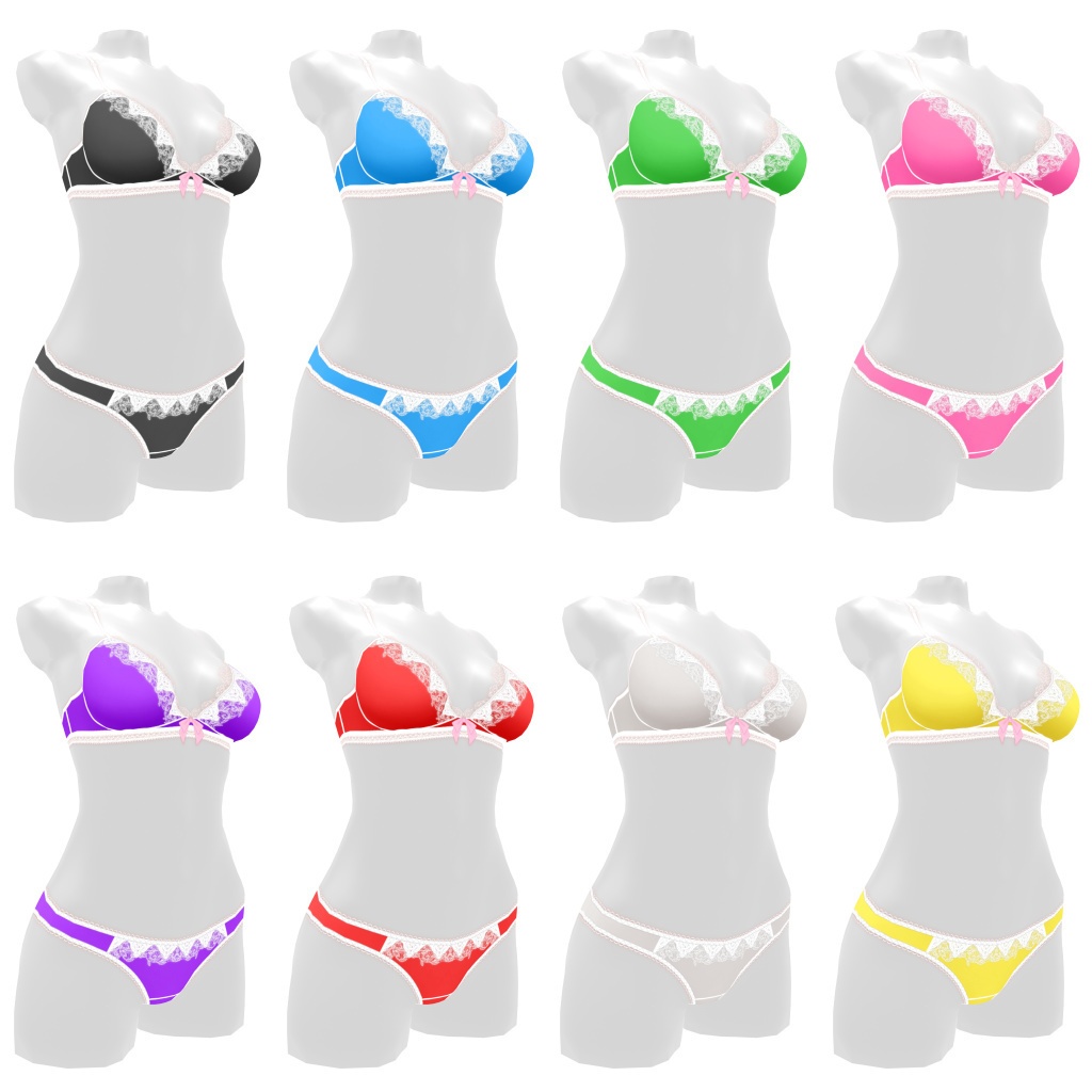 VRoidランジェリー143 三角レースのブラショーツ