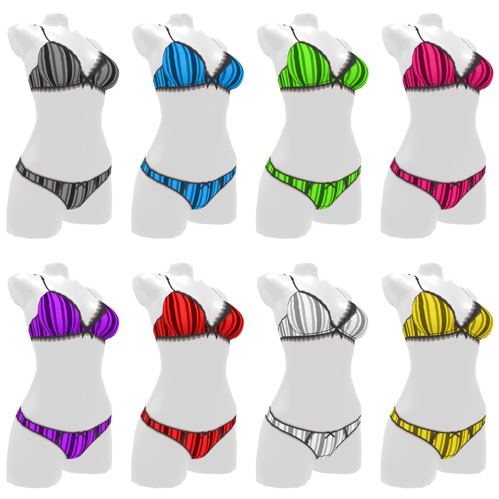 VRoidランジェリー146 ブラックエッジドポップストライプ