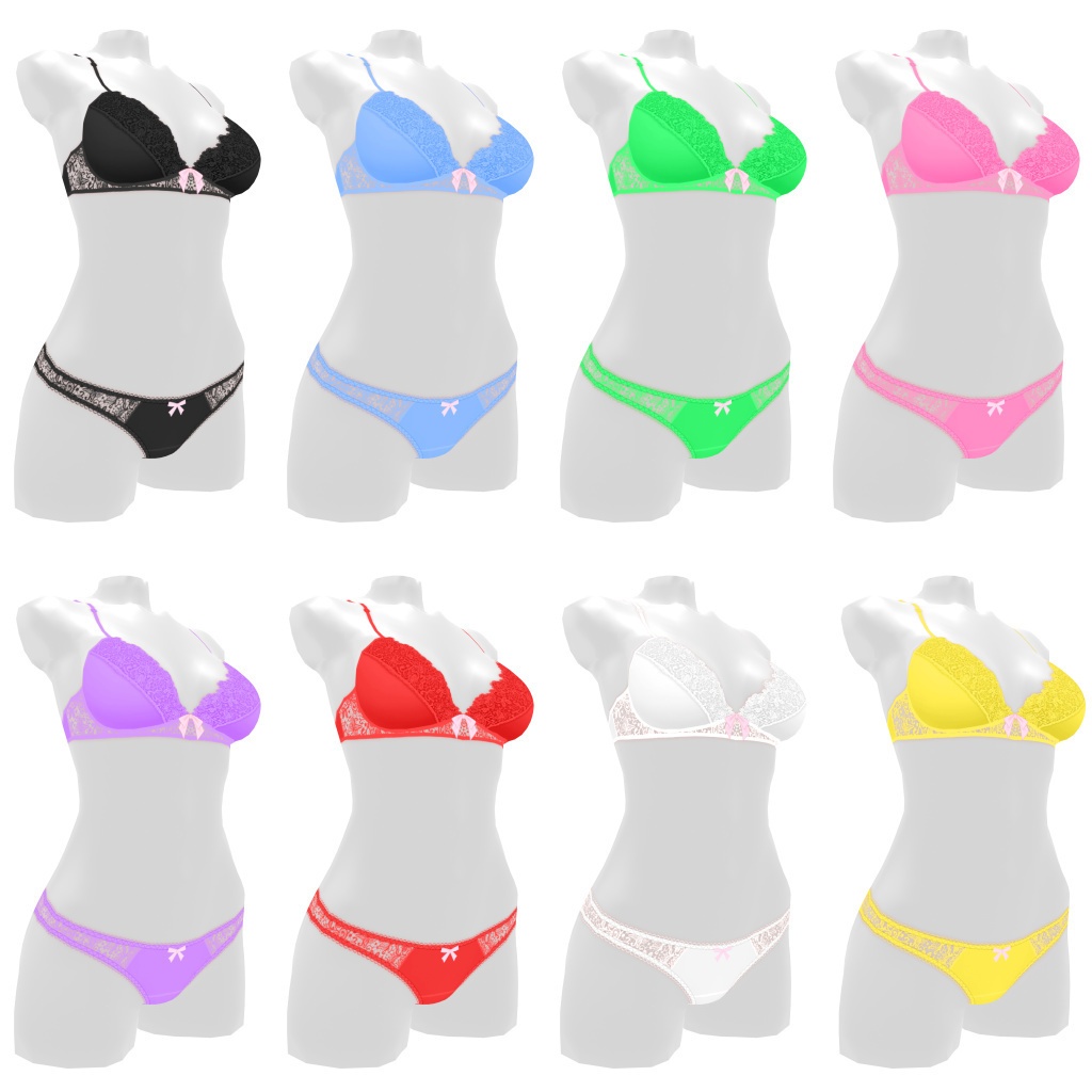 VRoidランジェリー148 おしゃれレースのパーシャルシースルーブラショーツ