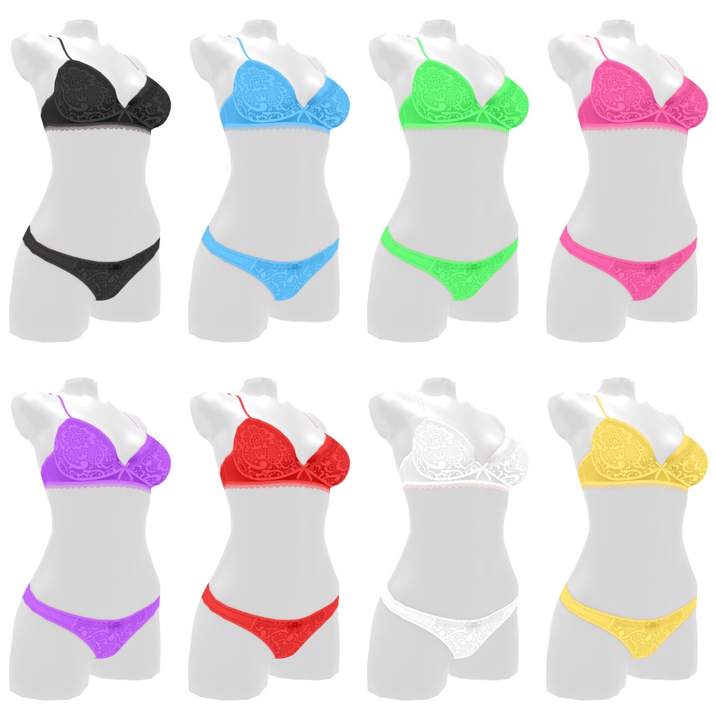 VRoidランジェリー150 お姉さん系大柄レースカジュアル上下