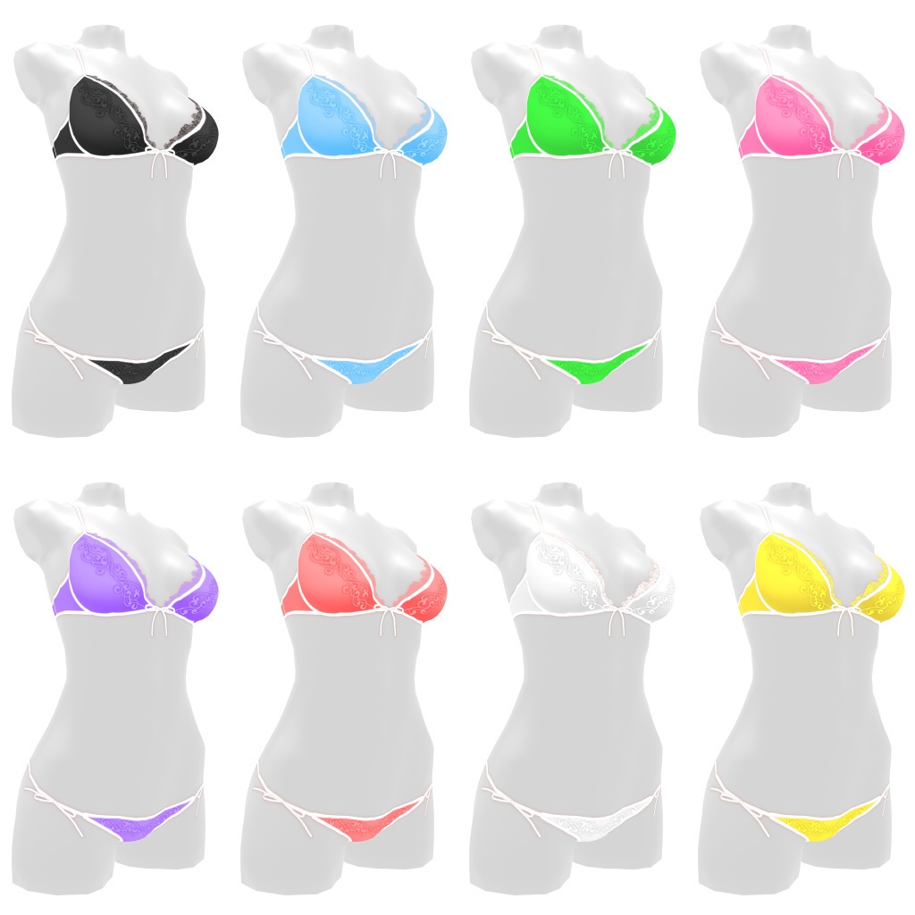 VRoidランジェリー152 ローライズカジュアル紐パン&ブラセット