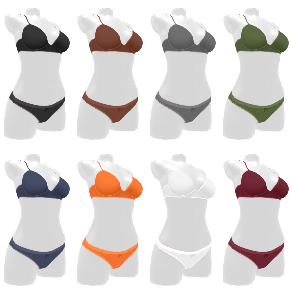 VRoidランジェリー164 クロスストラップのノンワイヤー大人カジュアル上下セット