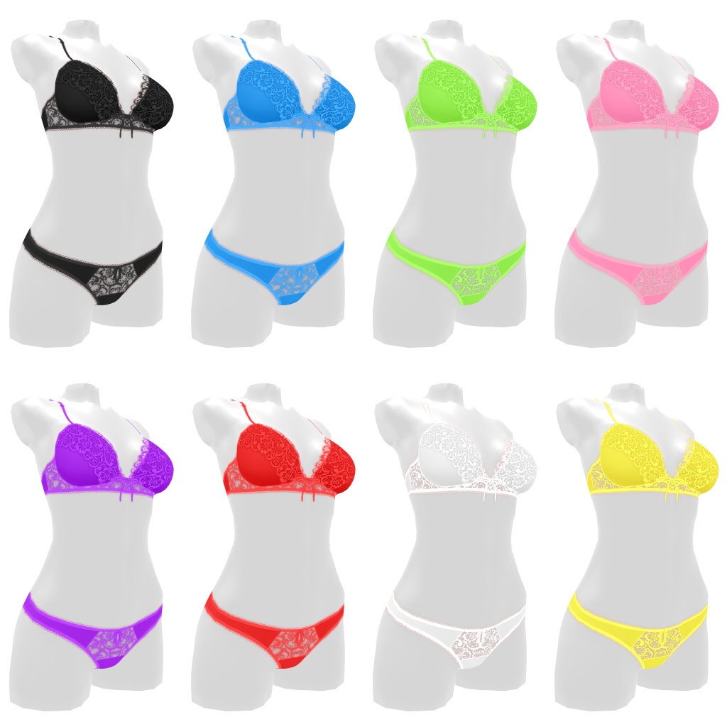 VRoidランジェリー167 ポイントシースルーのおしゃれブラショーツ