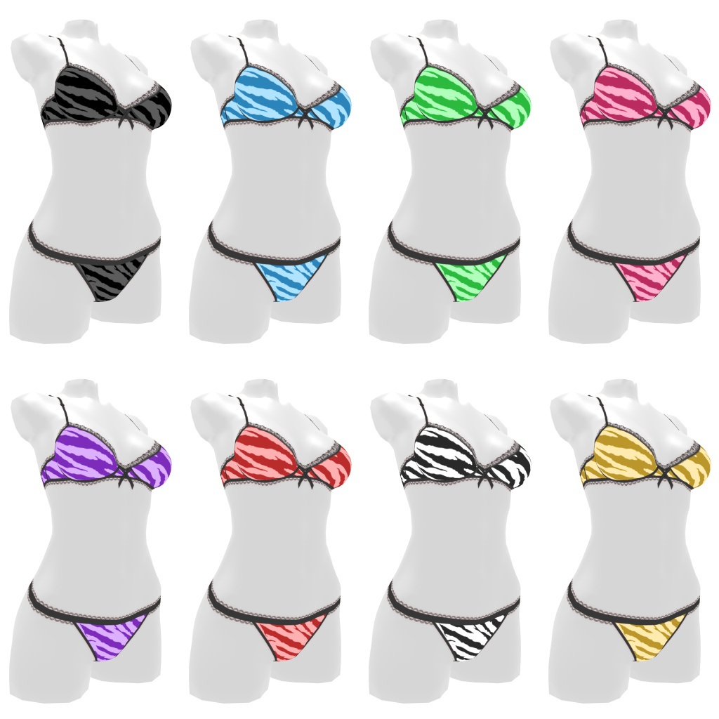 VRoidランジェリー168 ゼブラ柄デザインブラショーツ