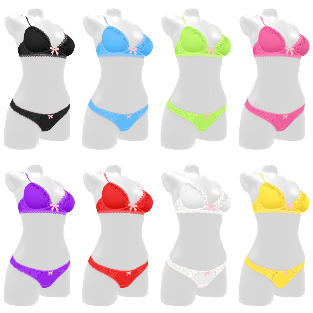 VRoidランジェリー169 清楚系レースデコレーション上下セット