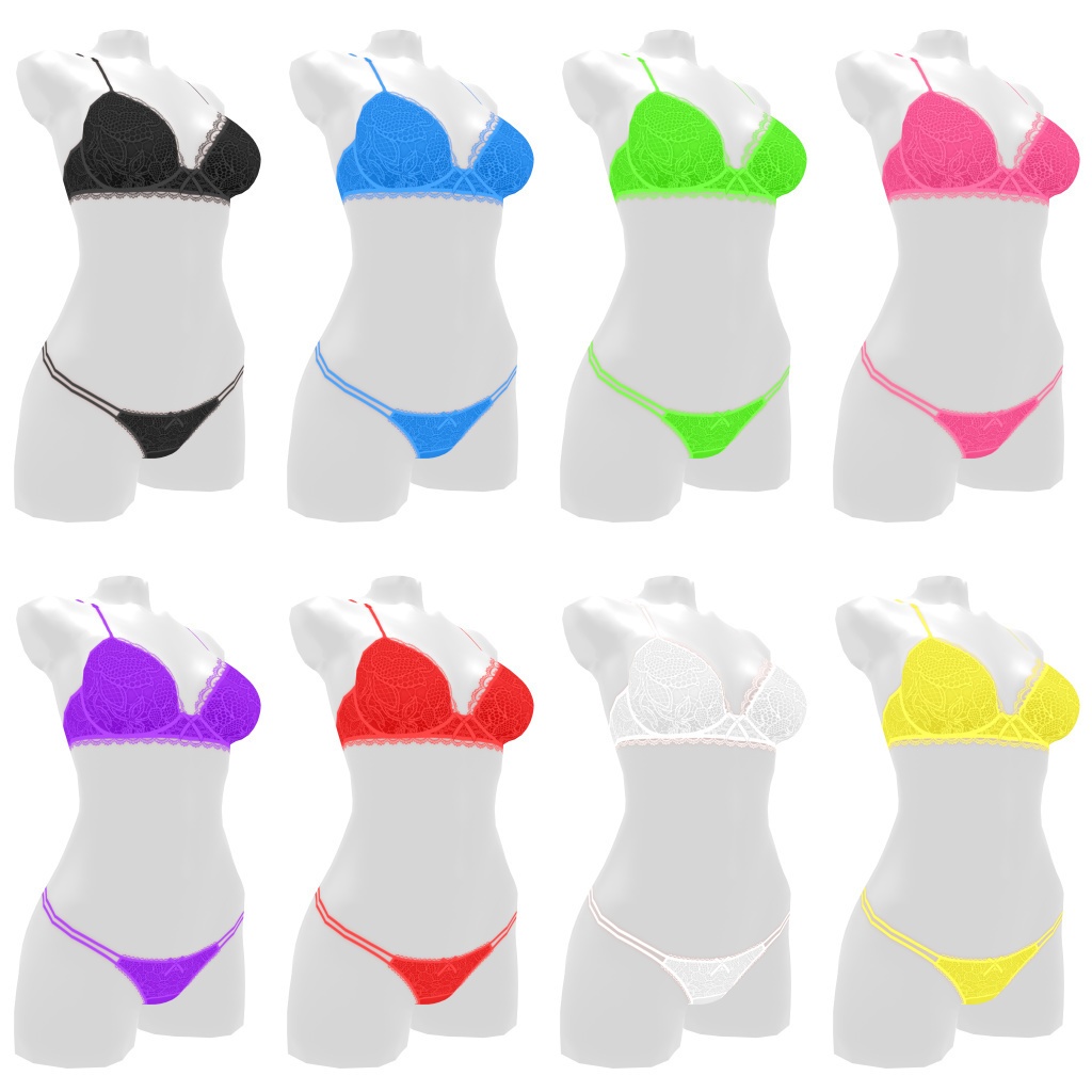 VRoidランジェリー175 ツインストラップデザインショーツ&フルレースブラ