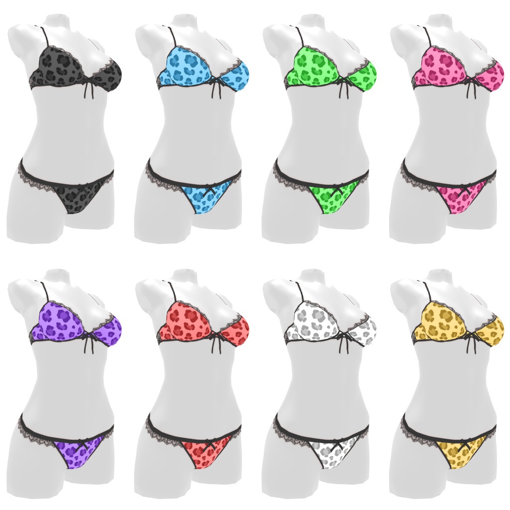 VRoidランジェリー185 アニマル柄のデザインブラショーツ