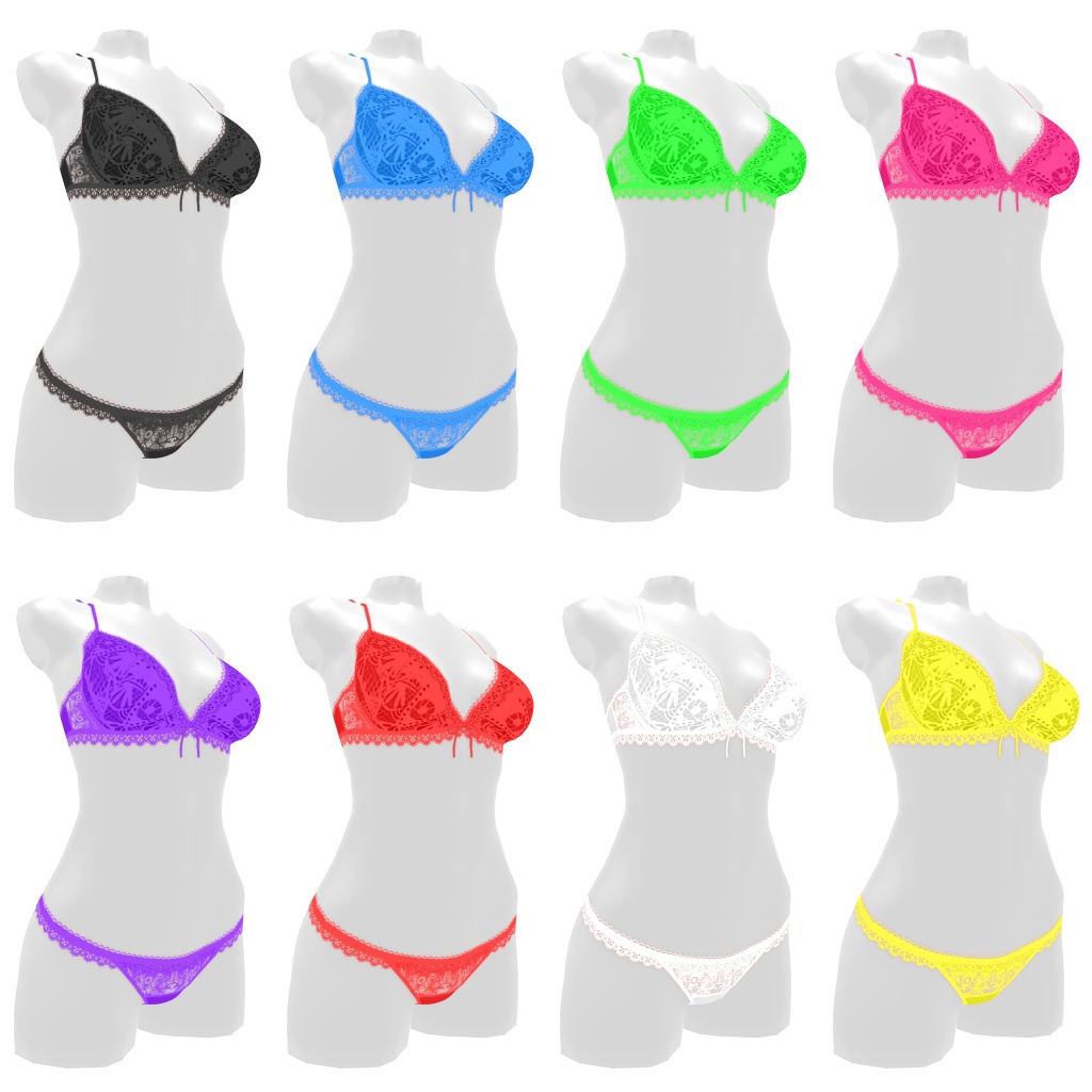 VRoidランジェリー186 ファンシーレース柄デザインブラショーツ