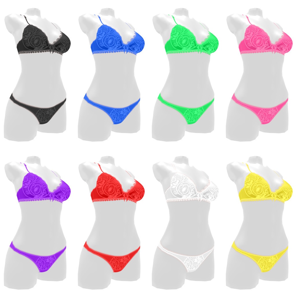 VRoidランジェリー190 フラワーレースブラショーツ