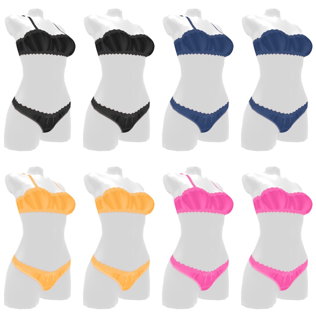 VRoidランジェリー191 ストラップ脱着式チューブトップ&ショーツ