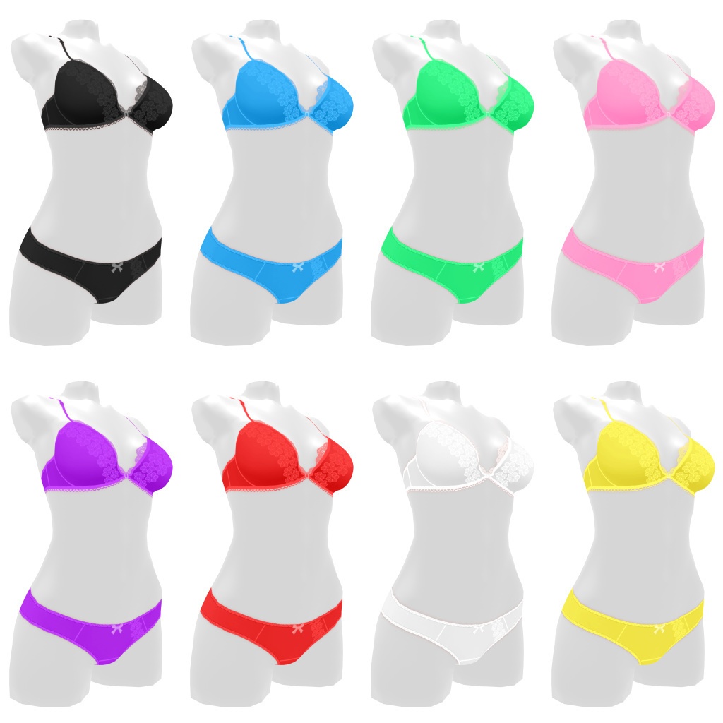 VRoidランジェリー192 ノンワイヤーフロントホックブラ&ショーツ