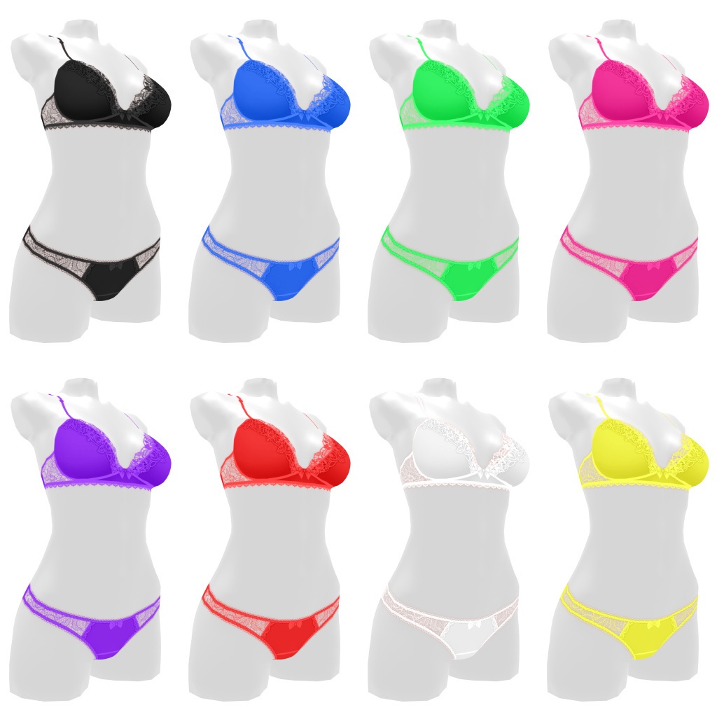 VRoidランジェリー209 ポイントシースルーレースブラショーツ