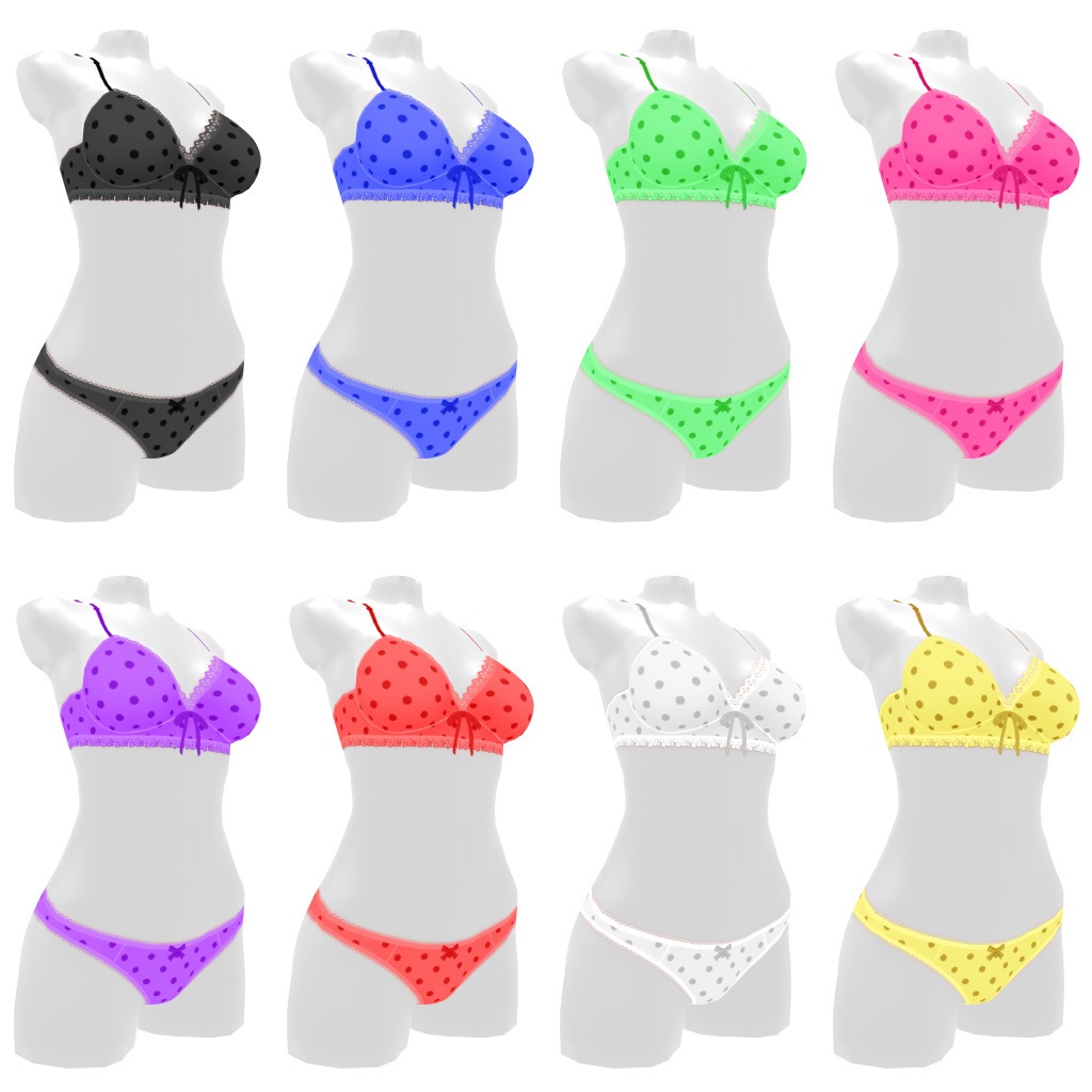 VRoidランジェリー210 ドットパターンカジュアル上下セット