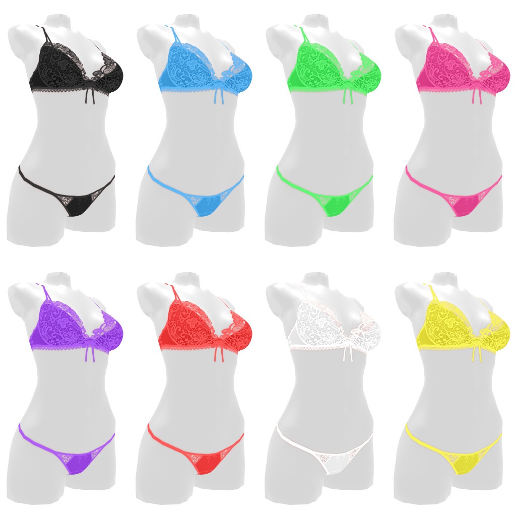 VRoidランジェリー211 ファンシーレースデザインブラショーツ