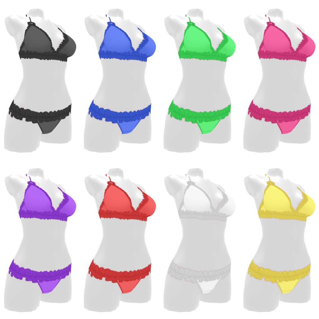 VRoidランジェリー213 ひらひらフリルのブラショーツ