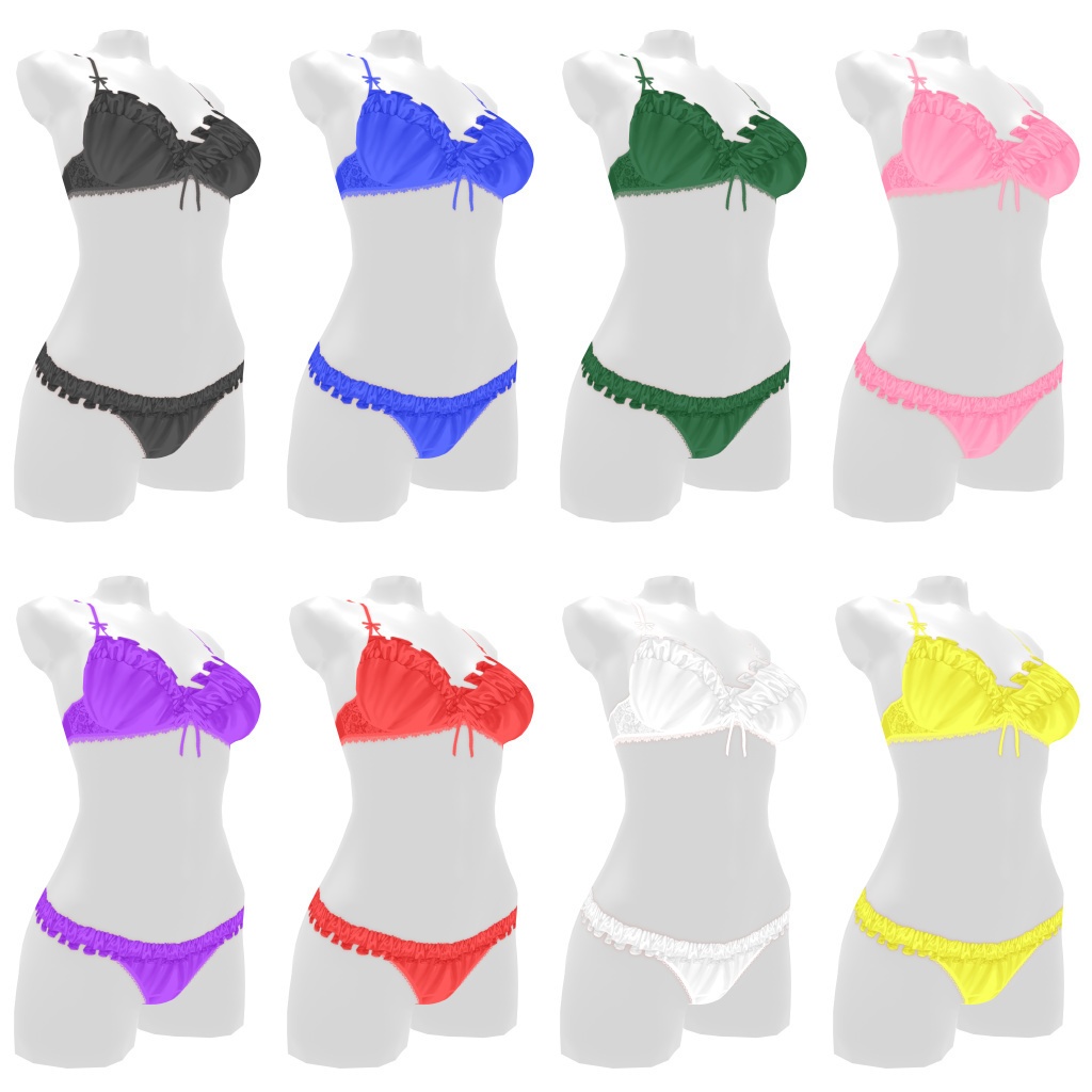 VRoidランジェリー214 フリルとシワ加工装飾のブラショーツ