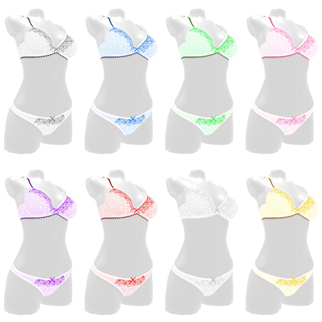 VRoidランジェリー224 ツートーン重ねレースブラショーツ