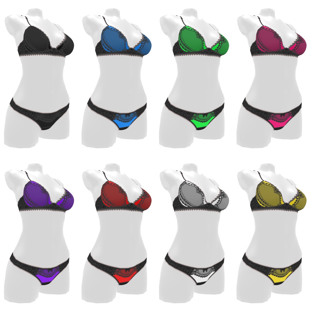 VRoidランジェリー225 ブラックベースツートーンブラショーツ