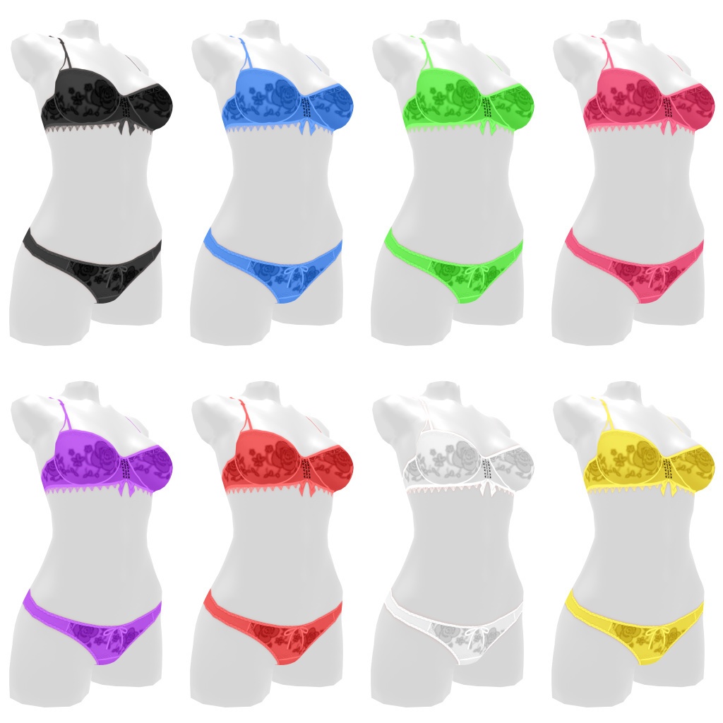 VRoidランジェリー227 カチッと補正フラワーブラショーツ